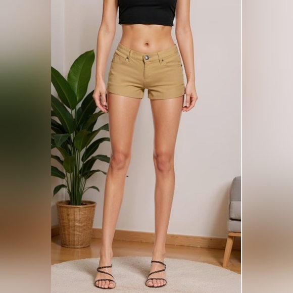 Hybrid & company Pants - Hybrid & company Tan Stretch Shortie Shorts